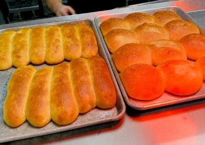 Home baked buns for hamburgers and hot dogs