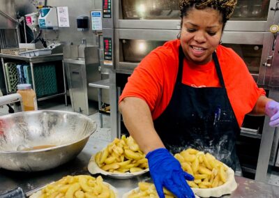 Woman baking apple pies